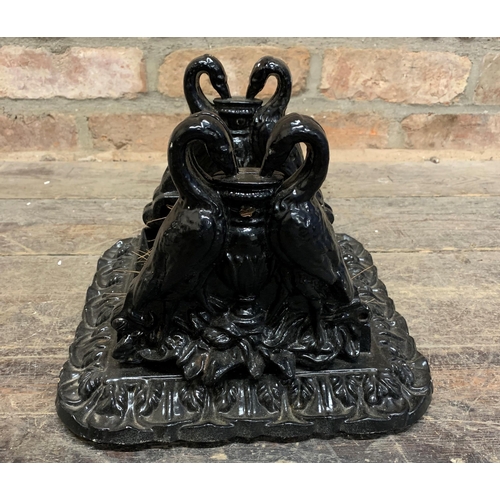 1024 - Victorian cast iron boot scraper, twin bird and urn brackets H 21cm x W 28cm