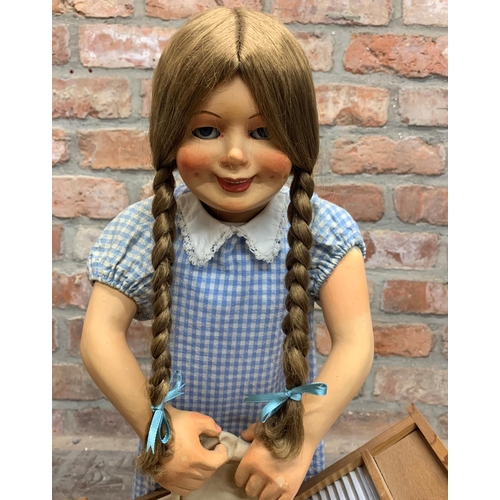 409 - Good vintage ex-shop display automaton of a washer girl with tub and washboard, with moving arms and... 