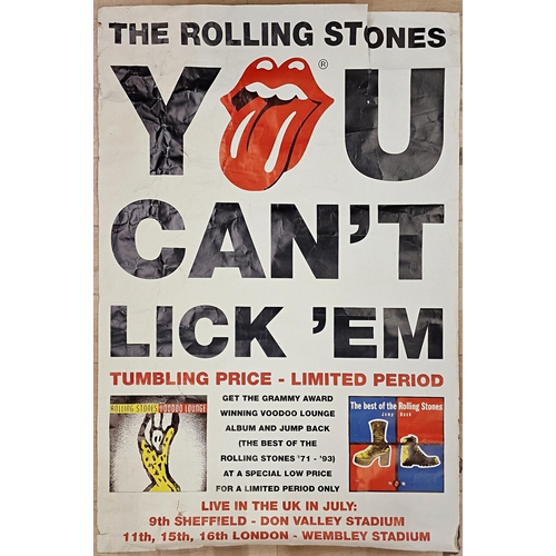 116 - Collection of six Rolling Stones posters of various sizes including 'You Can't Lick Em' tour, 'Voodo... 