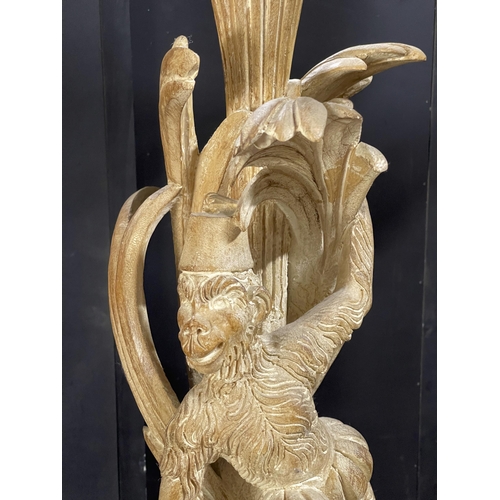 1120 - Good quality Italian carved softwood eight branch chandelier, centrally decorated with a monkey hold... 