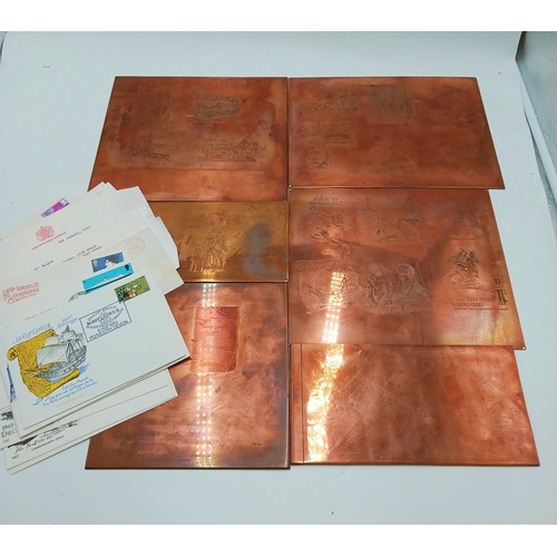 2404 - Six engraved copper first Day Cover printing plates, designed by W Ashford, with corresponding lette... 