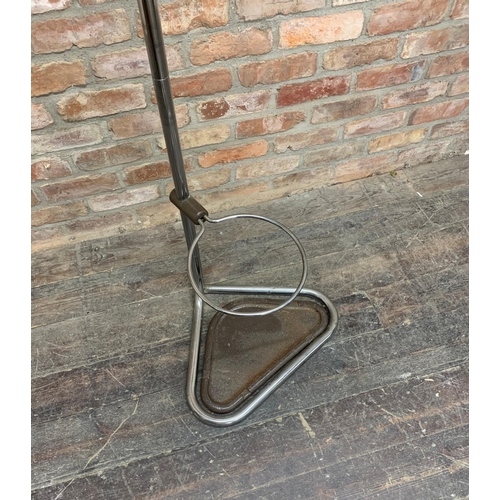 1155 - Mid century Italian chrome hall stand, with atomic plastic hanging hooks and cast iron base, 178cm h... 