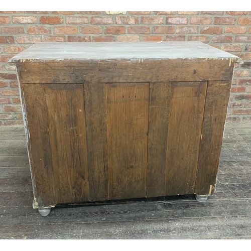 1302 - Large grey painted Victorian chest of drawers with four footed finish & columned design. H 126cm x W... 