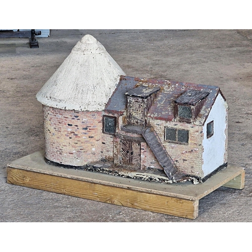 1016 - Large reconstituted stone Kent Oast House model, from a Sussex model village L 104cm x W 48cm x H 74... 