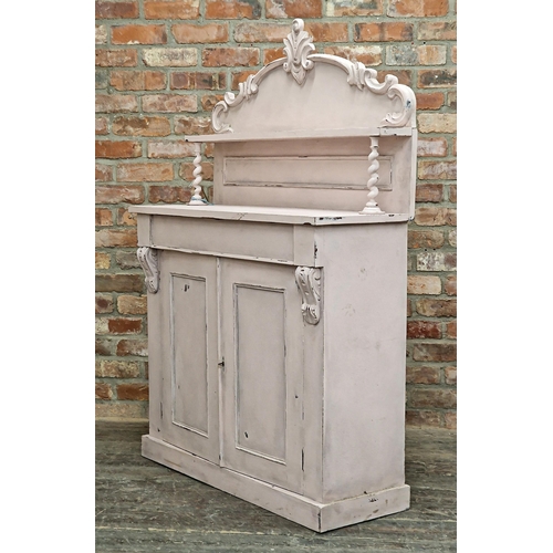 1327 - Victorian chiffonier with later painted finish, H 154cm x W 107cm x D 39cm