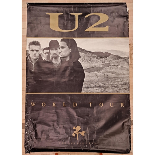 125 - Eight music advertising posters of various sizes to include U2 Joshua Tree tour, Grease, Abba, Cat S... 