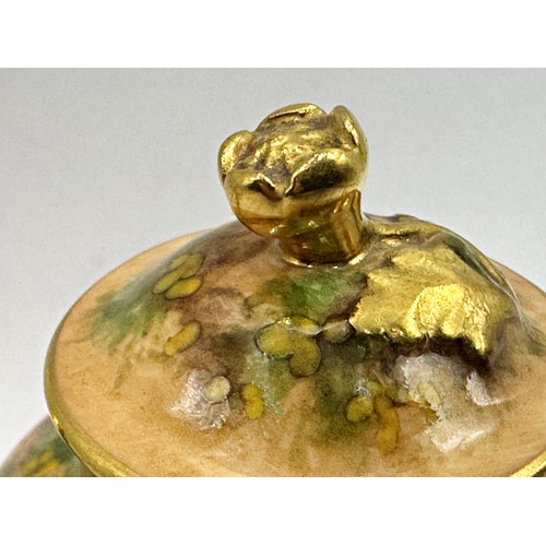 2227 - Royal Worcester hand painted miniature teapot by Frank Roberts, fruits in a grotto setting, gilt hig... 