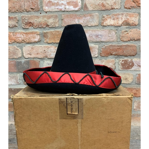 1425 - Two Dunn & Co Mexican and Spanish style hats to include box with a further Pheasant feather Art Deco... 