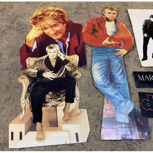 149 - Collection of film and music related advertising material to include cardboard cut outs and posters