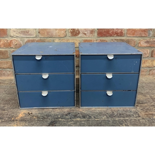 1148 - Pair of vintage three drawer desktop filing cabinets with painted finish, H 34.5cm x W 34.5cm x D 34... 