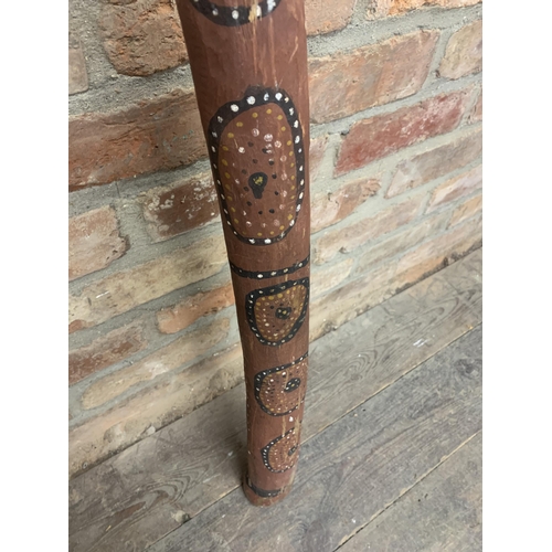 2266 - Hand Painted Wooden Aboriginal Didgeridoo Instrument. L 110cm.