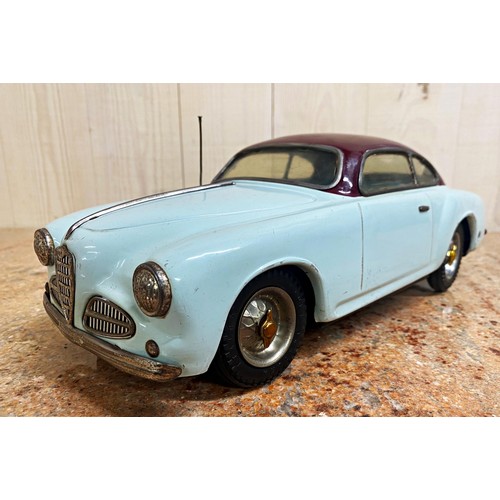 309 - Rare 'Ventura' Alfa Romeo 1900 tinplate clockwork wind up scale car, Beautiful original powder blue ... 