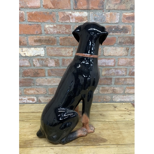 2109 - Large Mid Century Italian ceramic Doberman dog figurine, marked to base, H 70cm (AF)