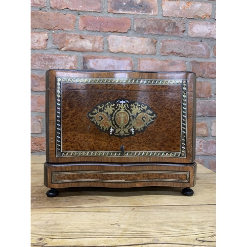 French Walnut Wood Veneered And Brass-inlaid 'cave Ã Liqueur' With Four 