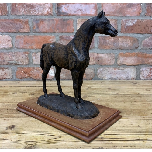 2447 - Susan Maclaurin 'The Arab' resin horse sculpture, mounted atop wooden base, H 28cm x W 30cm