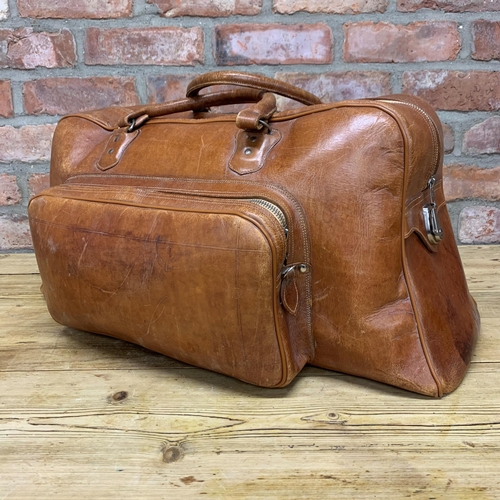 2449 - Good quality vintage brown leather carry bag