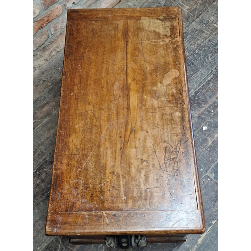 1244 - 19th century teak sea chest with hinged lid and rope handles (missing one), raised on bracket feet, ... 