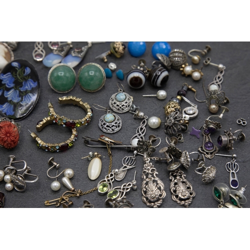 64 - Large collection of mainly silver jewellery to include '935' Art Deco carved coral ring and enamel R... 