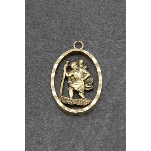 72 - 9ct St Christopher pendant, 3cm high, 3.5g