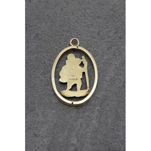 72 - 9ct St Christopher pendant, 3cm high, 3.5g