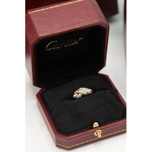 82 - 18ct Cartier diamond knot ring, size N, 4.5g, with Cartier insurance valuation for £2490 dated 1985,... 