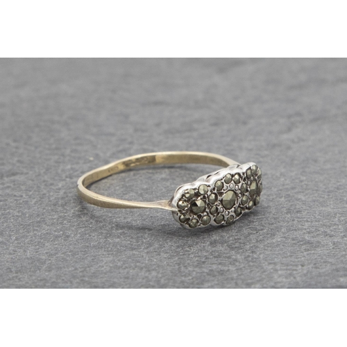 88 - 9ct marcasite cluster ring, size M, 1.5g