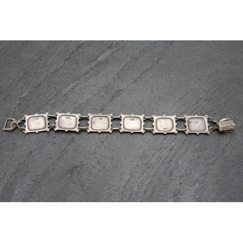 101 - Silver and enamel Home Nations panel bracelet, 18cm long, 18.5g