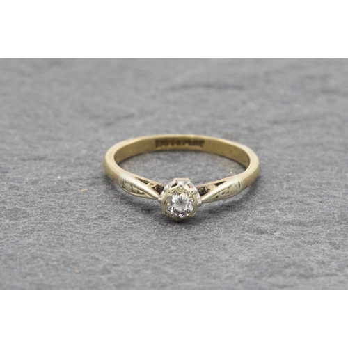 113 - 18ct solitaire diamond ring, .20ct stone, size K, 2.3g