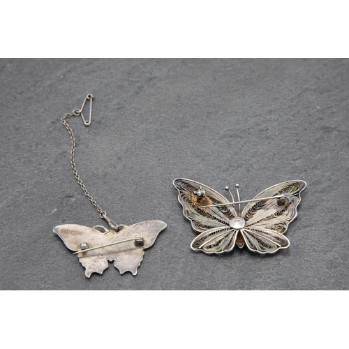 118 - Two silver and enamel butterfly brooches, the largest 5.5cm wide (2)