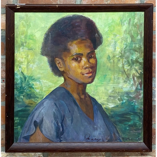 Mary Edwards (1894-1988) - Fijian Beauty, bust portrait, signed, oil on ...