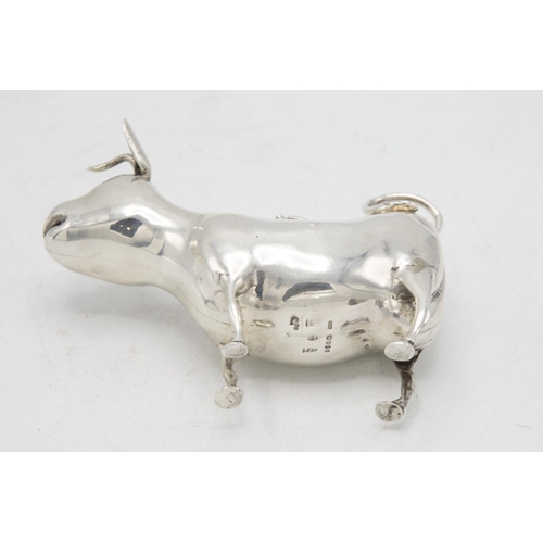 186 - Good quality Victorian import silver novelty Cow Creamer, with hinged top mounted by a bee, maker Sa... 