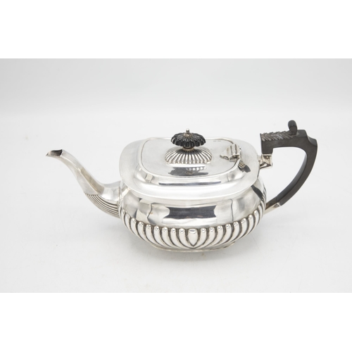 191 - Early 20th Georgian style century silver half fluted teapot, maker Richard Richardson, Sheffield 191... 