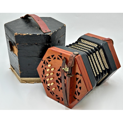 2456 - Antique Lachenal C/G 20 Button Anglo Concertina With Case