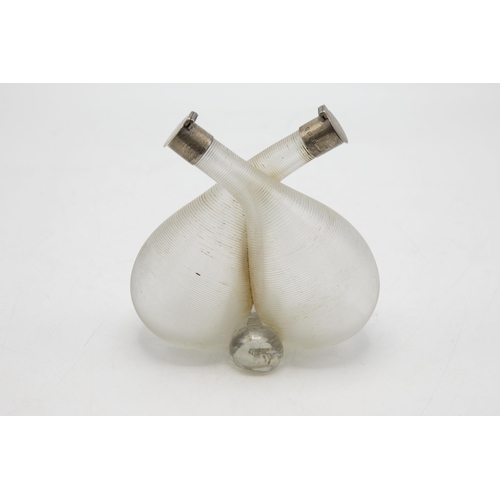 176 - Ribbed glass oil and vinegar bottle with silver top finish, Hukin & Heath, London 1905, H 16cm