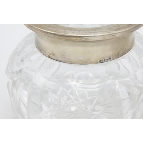 217 - Pair of German 800 silver collared cut glass scent jars, 11cm high (2)