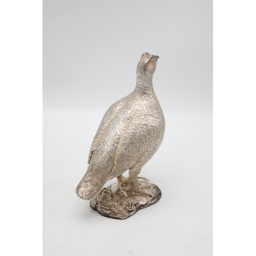 220 - Good silver gilt standing grouse upon a mound, maker Camelot Silverware, Sheffield 2014, 17cm high, ... 