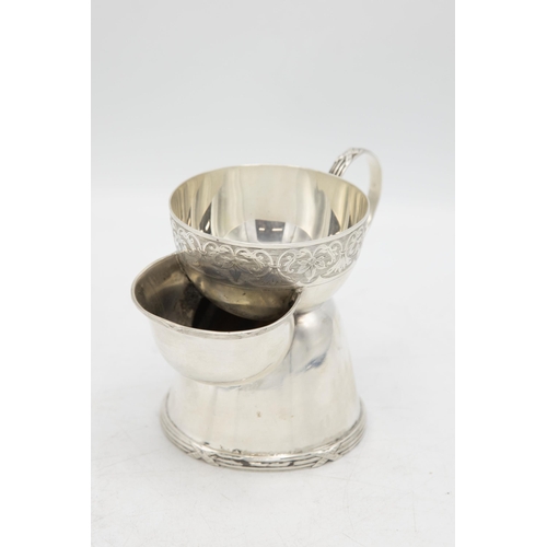 229 - Good quality 1930s silver shaving mug, with engraved acanthus band, maker Alfred James How, London 1... 