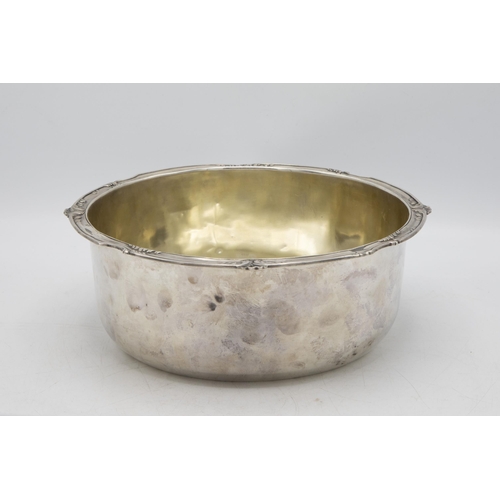 233 - Good Japanese Meiji period silver fruit bowl with gilt interior, acanthus cast rim, 9cm high x 24cm ... 