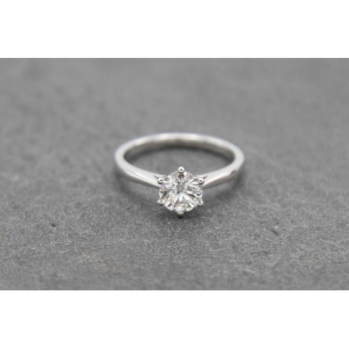 164 - 18ct solitaire diamond ring, 1ct stone, size N, 3.3g, Lab grown diamond with IGI report