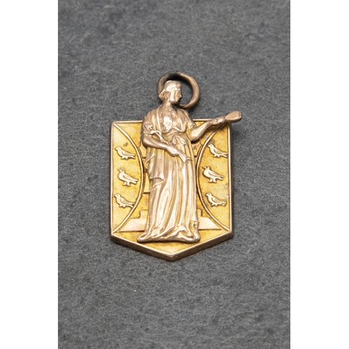 166 - 9ct charm of St Francis 3.2cm high, 5.1g