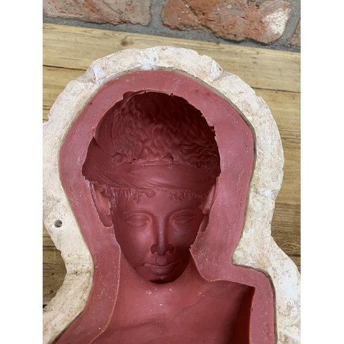 2450 - Plaster mould with rubber liner for casting a bronze bust of a beauty, 26cm high