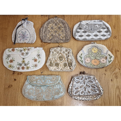 Collection of eight vintage eveing purses with beaded designs (8)