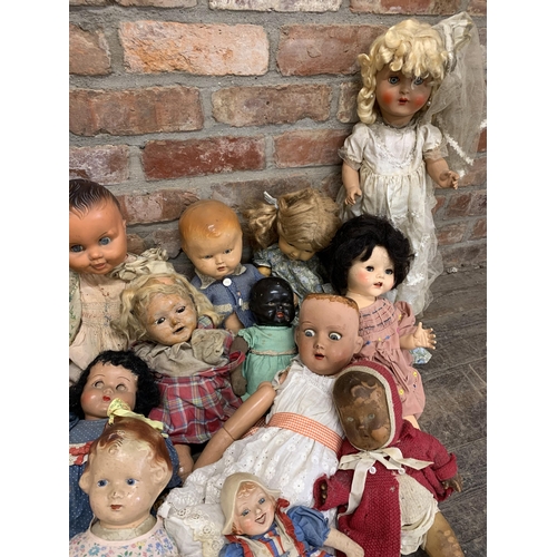 3643 - Large assortment of antique and vintage children's dolls to include celluloid, cloth and bisque porc... 