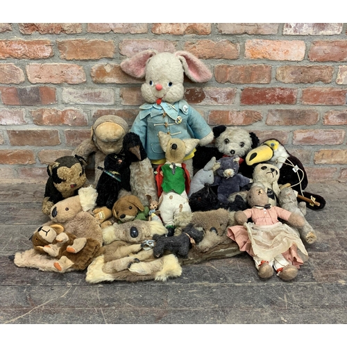 3650 - Large assortment of antique and vintage animal teddys to include panda, cat, fox and koala examples,... 