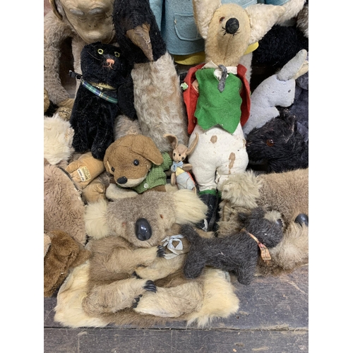 3650 - Large assortment of antique and vintage animal teddys to include panda, cat, fox and koala examples,... 