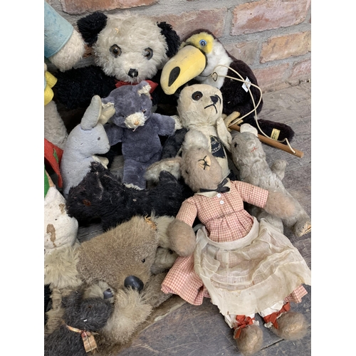 3650 - Large assortment of antique and vintage animal teddys to include panda, cat, fox and koala examples,... 