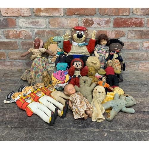 3655 - Quantity of mixed teddys and plushes to include Semco ltd Mickey Mouse, Yogi Bear and early mohair e... 