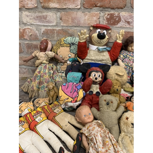 3655 - Quantity of mixed teddys and plushes to include Semco ltd Mickey Mouse, Yogi Bear and early mohair e... 