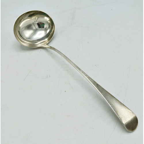 140 - George III Old English silver sauce ladle, maker Richard Crossley, London 1801, 31cm long, 5oz appro... 