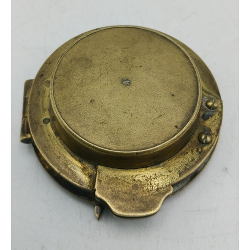 219 - Charles Schmalcalder of 82 Strand London, brass pocket sundial and compass, 7cm diameter